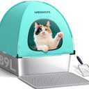 Extra Large 3-in-1 Enclosed Stainless Steel Cat Litter Box with Lid, High-Sided Oxford Cover, Metal Scoop, Odor Free, Leakproof & Easy-Clean Design