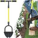 Jardineer Edger Lawn Tool Manual, Manual Half Moon Edger with Double V-Shaped Serrated Edge Blade and Wider Handle, Edging Tool for Landscaping, Sidewalks, Lawn Border, Flower Bed and Yard
