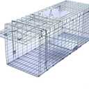 Faicuk Large Collapsible Humane Live Animal Cage Trap for Raccoon, Opossum, Stray Cat, Rabbit, Groundhog and Armadillo 32 x 11 x 13 Inch