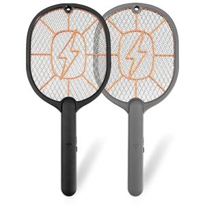 2-Pack Electric Fly Swatter – Battery Powered Mosquito & Bug Zapper Racket with Safe Mesh & Wall-Mount Design for Indoor and Outdoor Use (Black & Gray)