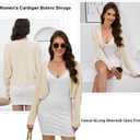 Women's Cardigan Summer 2024 Bolero Shrugs for Dresses Cropped Sweater Long Sleeve Lightweight Open Front Elegant Knit Top. (Beige, L)