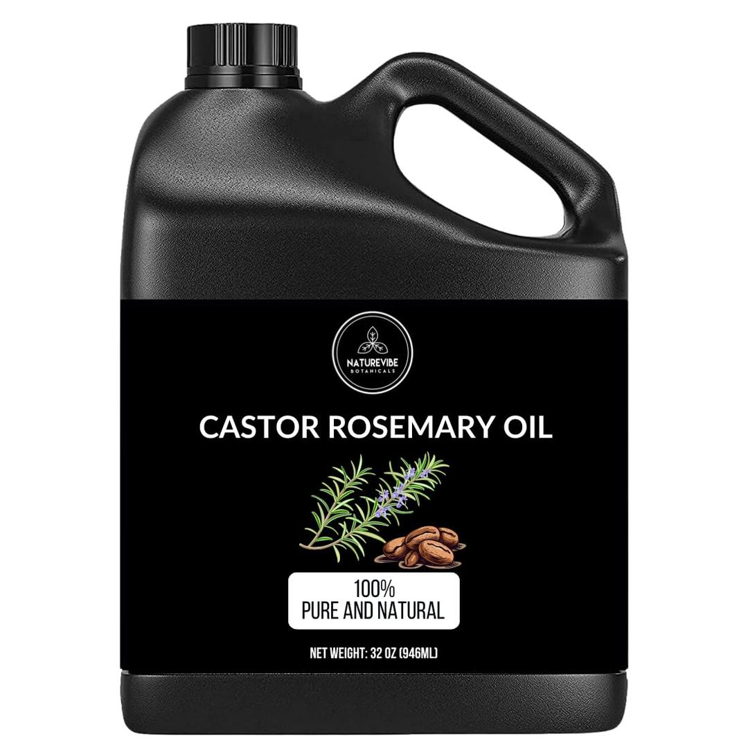 Naturevibe Botanicals Castor Rosemary Oil 32 Ounces | 100% Pure and Natural | Great for Skin Care and Hair Care (32 Fl Oz (Pack of 1))
