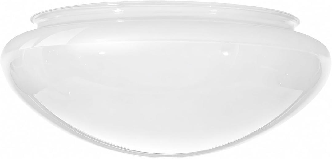 KOR Mushroom Glass Shade Replacement for Ceiling Light Fixtures, 8 Inch Fitter Glass Light Shade, White Interior, Smooth Curved Edge, Durable Glass Cover, 9.5 inches x 4 inches