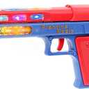 Light Up Pistol Toy  Hand Gun Toys with Dazzling Electric LEDs Light & Fighting Sound & Unique Telescopic Action, Great Party Favor, Gifts for Boys and Girls (Batteries Not Included) (Blue/Red)