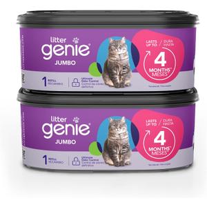 Litter Genie Refill Bags | Jumbo 2-Pack, 56 Total ft | Up to 8 Months of Supply in 2 cartridges | Ultimate Odor Control Cat Litter Bags