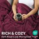 Sunbeam Electric Royal Luxe Microplush Heated Blanket, 12 Heat Settings, 12-Hour Selectable Auto Shut-Off, Fast Heating, Warm and Cozy, Cabernet Color, Full, 84" x 72"