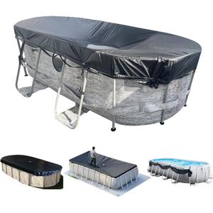 SIHAIAN 15x27Ft Oval Pool Cover with Side Storage for Oval and Rectangular Above Ground Pool, One-Piece Pool Cover, Preventing Waterlogging, UV and Weather Resistant WP:10000kPa+