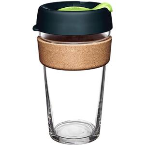 KeepCup Brew Cork - Reusable Coffee Cup Tempered Glass and Natural Cork, L 16oz/454ml - Deep