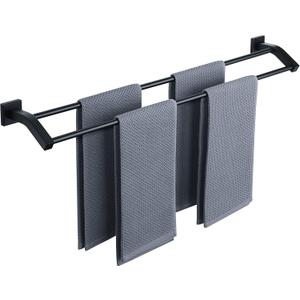 Alise Bath Double Towel Bars Towel Racks for Bathroom Lavatory,Wall Mount Towel Holder Heavy Duty SUS304 Stainless Steel Towel Hanger Towel Rail,Matte Black,32 Inch
