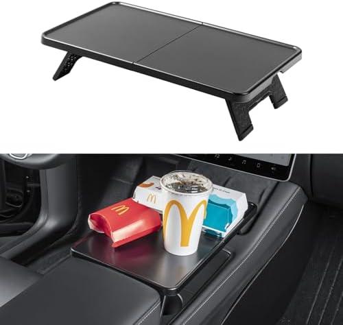 KUNIST Mini Table Tray for 2026 Tesla Model Y Center Console Foldable Food Eating Table Laptop Desk for 2021-2026 Tesla Model Y & 2020-2025 Model 3 Accessories (with Storage Bag