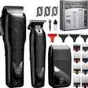Lanumi Professional 3 in 1 Hair Clipper and Trimmer Set Men Electric Razor Shavers Beard Trimmer Rechargeable Barber Clippers Haircut Kit Gifts for Him,for Barbers (Black)