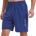 Men's Athletic Running Shorts Quick Dry Workout Gym Shorts 7" Lightweight Sports Active Training Tennis Hiking Shorts (Blue, S)
