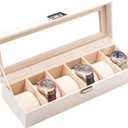 ProCase Watch Box for Men, 6 Slot Watch Display Case Mens Watch Box Organizer, PU Leather Watch Cases for Men Watch Storage, Father's Day Gift Watch Holder Organizer -6 Slot, White