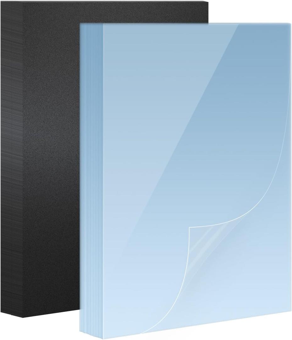 HOUYEE 100 Pack Binding Covers Set, 8.5x11 Inches, Including 50 Pcs 12 Mil Clear Binding Covers, 50 Pcs 16 Mil Sand Plastic Binding Covers