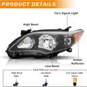 Headlight Assembly Black Housing for 2011 2012 2013 Toyota Corolla US Model