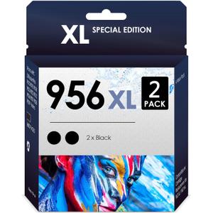 Compatible Inkjet Cartridge Replacement for 956xl. Works with OfficeJet Pro 7720, 7730, 7740, 8200, 8210, 8216, 8218, 8700, 8716, 8718, 8719, 8720 Printers. 2 Pack (Black).