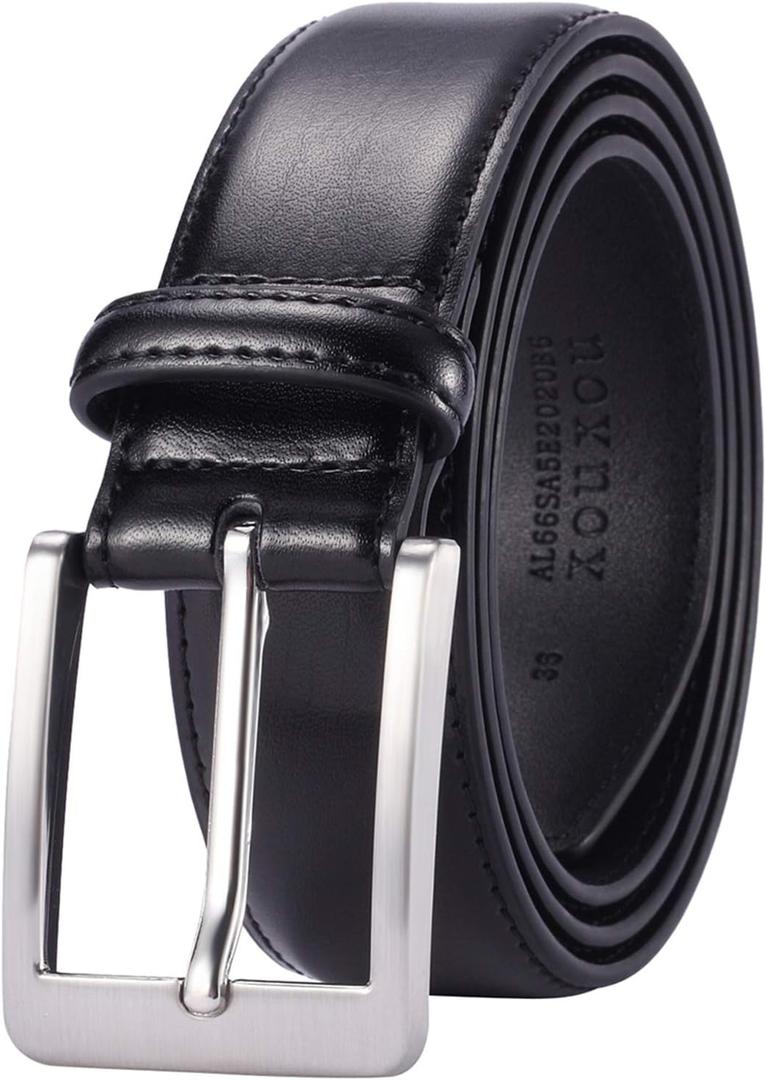 XOUXOU Men's Casual Leather Jeans Belts Classic Work Business Dress Belt with Prong Buckle for Men (Black)