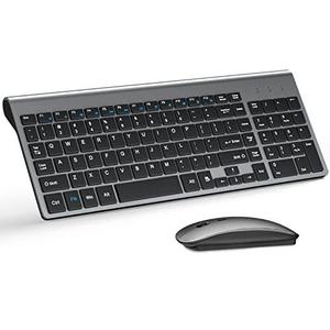 Wireless Keyboard and Mouse Ultra Slim Combo, TopMate 2.4G Silent Compact USB 2400DPI Mouse and Scissor Switch Keyboard Set with Cover, Batteries Included, for PC/Laptop/Windows/Mac  Gold Black