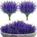 Artificial Lavender Flowers - 10 Pcs Artificial Flowers for Outdoors Faux Lavender Plants Uv Resistant Plastic Purple Fake Flower for Outside Indoor Porch Patio Window Planter Bouquet Decor