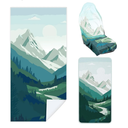 2 Pack Car Seat Towel Cover and Athletic Running Towel with Storage Bags, Sweat Washable Gym Seat Protector Non Slip for Dog Pet Workout Running Outdoor Sport Activities(Yosemite)