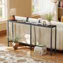 SUPERJARE Console Table with Outlet, 63 Inch Sofa Table with Charging Station, Narrow Entryway Table, Skinny Hallway Table, Behind Couch Table, for Living Room, Plants, Black, 7.9''d x 63''w x 31.5''h