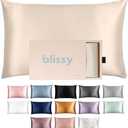 Blissy Silk Pillowcase - 100% Pure Mulberry Silk - 22 Momme 6A High-Grade Fibers - Silk Pillow Cover for Hair & Skin - Regular, Queen & King with Hidden Zipper (Standard, Champagne)