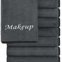 Cosy Family 10 Pack Makeup Remover Wash Cloths - Soft Microfiber Fingertip Facial Cleansing Cloths for Hand and Make Up, 12 x 12 in, Black Grey
