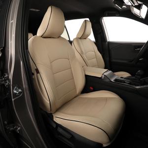 EKR Rav4 Seat Covers Custom Fit for Toyota Rav4 (Hybrid) SE/XSE 2026, Car Seat Cover Full Set for SUV,Factory-Style Interior Upgrade, Easy-Wipe Protection,Faux Leather(Beige)