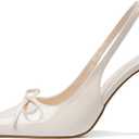 Eteridrey Slingback Heels for Women, 4" Closed Pointed Toe Stiletto High Heels Pumps with Bow, Dress Shoes for Work & Office (7.5, 1apricot)