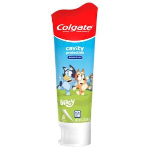 Colgate Kids Bluey Toothpaste with Fluoride for Cavity Protection, Ages 2+, ADA Accepted, Sugar Free and Gluten Free, Bubble Fruit Flavor, 4 Pack, 4.6 Oz Tubes