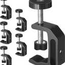 Hicarer 6 Pcs Universal C Clamp with 1/4'' and 3/8'' Thread Hole Aluminum Support Clamp for Desk Table Desktop Mount Holder Bench Lcd Monitor Flash Desks Worktables