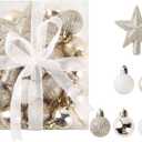 Small Christmas Tree Ornaments Set - Gold and White Xmas Ball Ornaments for Mini Christmas Tree, Garland or Wreaths Decorations, Decorative Hanging Ornaments, 30ct, 1.18in/3cm