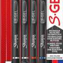Sharpie S-Gel, Gel Pens, Medium Point (0.7mm), Assorted Colors, 4 Count (Black)