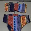 Women's Boho Two Piece High Waist Bathing Suit Bandeau Swimsuit M