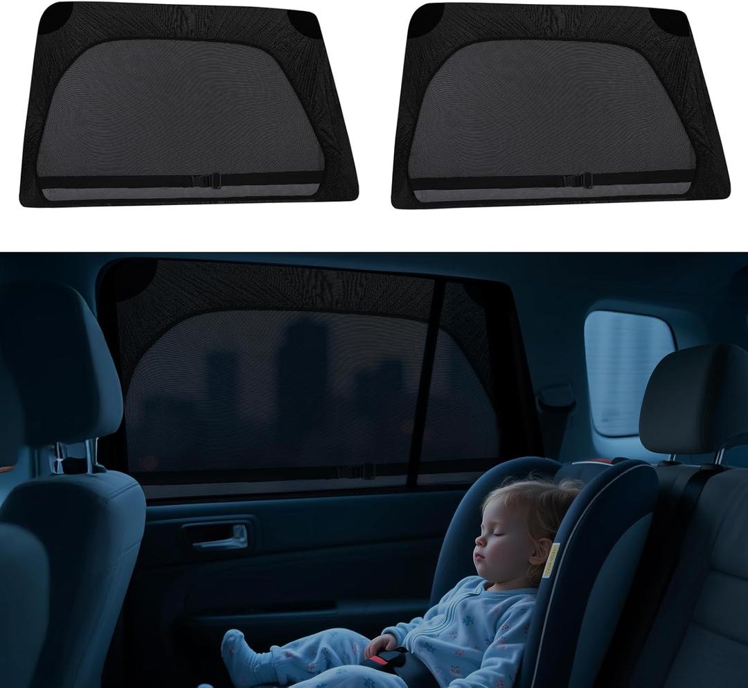 XCBYT Car Window Shades for Baby - Car Window Covers for Rear Side Windows with Breathable Mesh Window Screen Protection for Privacy, UV Heat, Glare - Ideal for Camping Napping