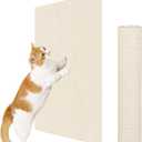 23.6x15.8 Cat Wall Scratcher Mat with Nano Tape,Anti Cats Scratch Furniture Couch Carpet Corner Protector for Indoor,Trimmable Cat Scratching Pad Board Sofa Replacement (Cream White)