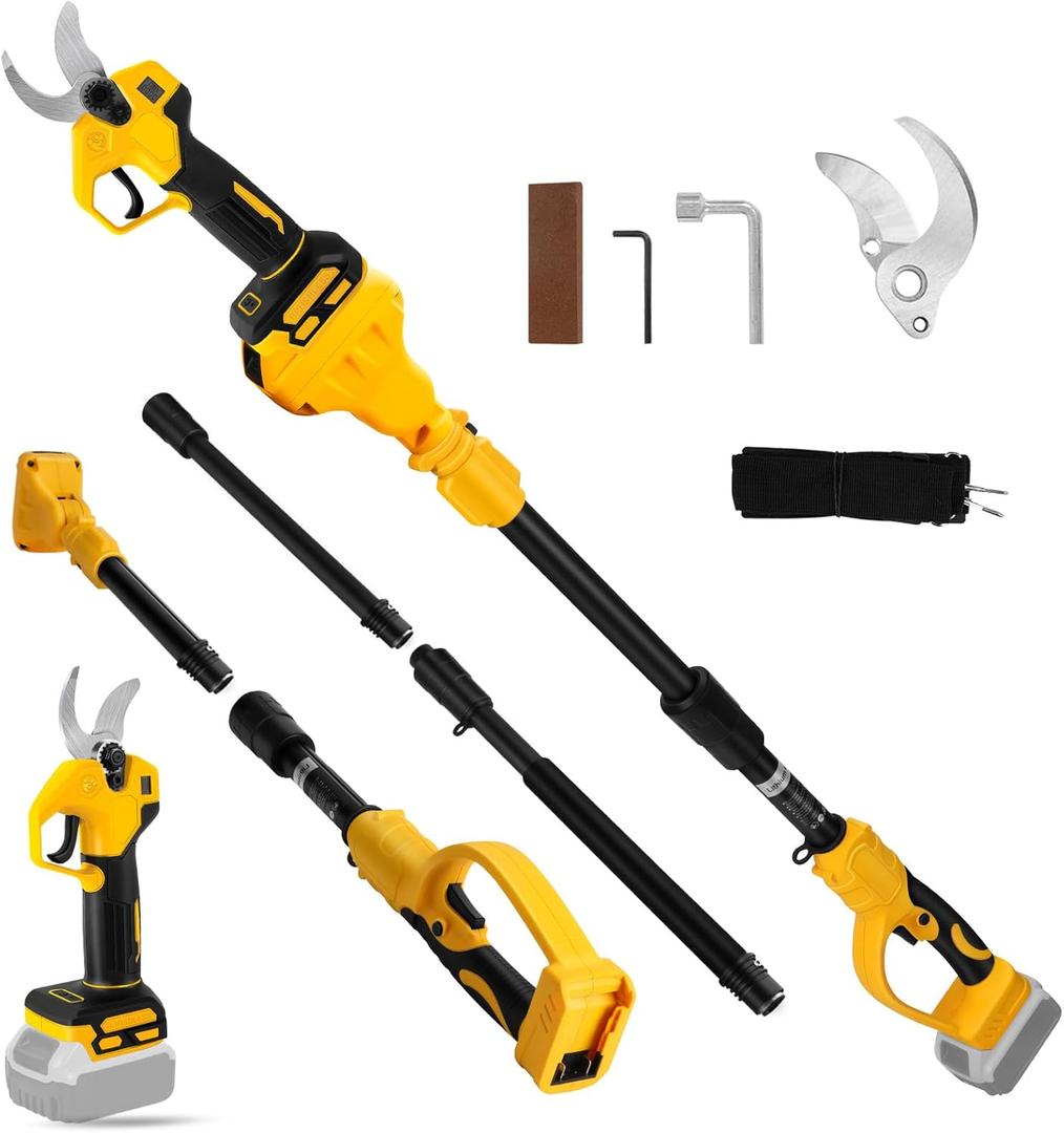 Electric Pruning Shears Compatible with DeWalt 20V Max Battery, 2-in-1 Cordless Garden Shears with 6.56FT Extension Pole, 30mm Cutting Diameter Cordless Pole Pruner Garden Tool(Battery Not Included)