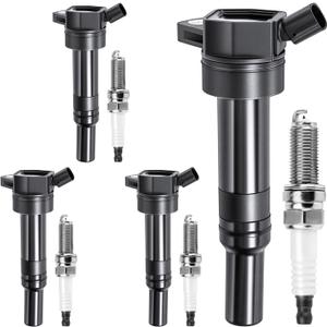 UF651 Ignition Coil Pack & 97390 Iridium Spark Plugs Compatible with 2.0L 1.8L L4 2012 2013 2014 2015 2016 2017 2018 2019 2020 Hyundai Elantra Tucson Kia Soul Forte, Set of 4 (Not for 1.6L)