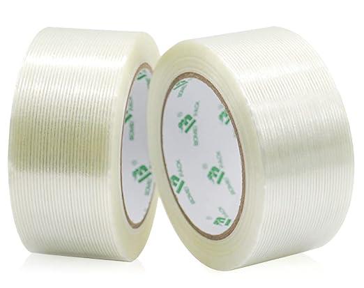 Valley'sYuMiao 3Pack, Mono Filament Strapping Tape, 2in×35yds, 105yds Total, Fiberglass Reinforced Packing, Heavy Duty Wearproof Tape, Extra Thickness 5.5 mils