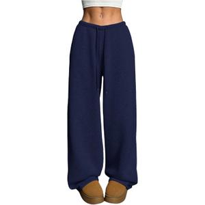 RoseSeek Women's Wide Leg Baggy Sweatpants Drawstring Waist Loose Sweat Pants Streetwear, Medium