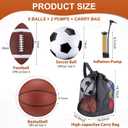 Lenwen 6 Pcs Sport Balls Set for Kids Teens, Include Official Size Basketball Football Soccer Ball with Sport Equipment Bags and Pumps Christmas Training Practice Gift (Retro Colors)