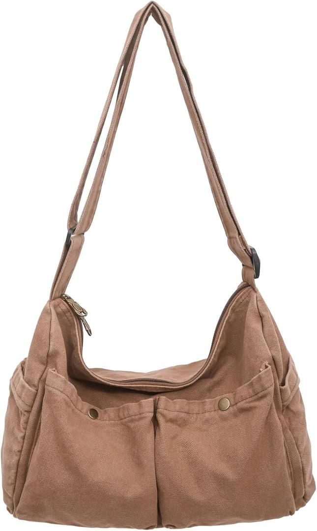 Canvas Messenger Bag for Women Men Vintage Satchel Bag Aesthetic Crossbody Shoulder Bag Casual Sling Bag