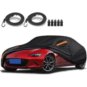 Special 16 Layers Full Car Cover Fit for Mazda MX-5 2006-2023, Ultra Heavy 600D Oxford Cloth, Can Withstand Summer Sun Exposure and Winter Snow, Rain, Dust, and UV All Weather, Black
