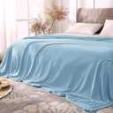 BEDELITE Fleece Blankets Queen Size Washed Blue Throw Blankets for Bed, Luxury Plush Cozy Fuzzy Blanket 90x90 inches, Super Soft Warm Lightweight Throw Blanket All Seasons Suitable