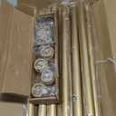 Modern Gold Curtain Rods 2 Pack for Windows 48 to 84 Inch, 1" Diameter Adjustable Heavy Duty Window Curtain Pole with Matte Gold End Cap Finials, Decorative Drapery Rods for Living Room, Bedroom