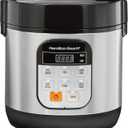 Hamilton Beach Digital Programmable Rice Cooker & Food Steamer, with Slow Hard-Boiled Egg Functions, Egg/Steam Tray, Small & Compact, 6 Cups Cooked (3 Uncooked), Stainless Steel (37524)