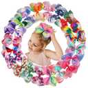 20 Colors 6Inch Large Big Hair Bows Grosgrain Ribbon Rainbow Alligator Clips Unicorn Hair Accessories For Baby Girls Toddlers Kids Children Teens Multi-colored