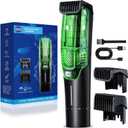 NONK Vacuum Beard Trimmer for Men Two-Speed Adjustable Suction & Power, IPX6 Waterproof Wet/Dry Cordless Hair Clipper, Rechargeable USB Fast Charge, Magnetic Easy-Clean Bin&Travel Lock