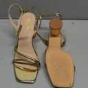 RIBONGZ Block Heels Prom Heeled Sandals for Women Chunky Square Open Toe Strappy High Heels Ankle Strap Wedding Bridal Shoes High Heel Sandals for Party Dress (9.5, Gold)