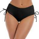 Bonneuitbebe Women's Bikini Bottoms Full Coverage Swim Bottoms Mid Waisted Swimsuit Bathing Suit Bottom (Small, Black)